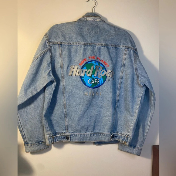 Vintage Hard Rock Cafe Jean Denim Jacket Amazing condition Miami Size SM